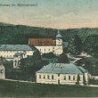 Panorama klášter, škola, pivovar s popisky, 1921