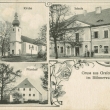 Lučina kostel, škola, fara, 1909